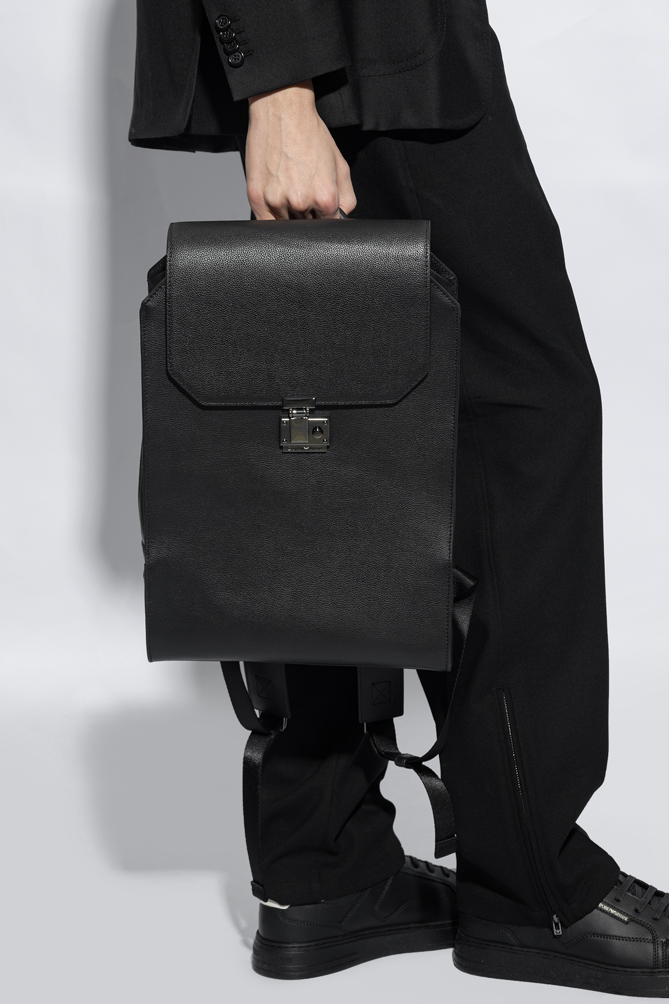 GenesinlifeShops VC - Black Leather backpack Emporio Armani ...